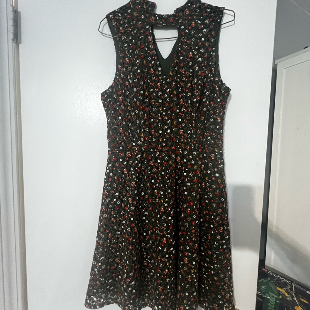 Xhilaration Olive Floral Crochet Dress
